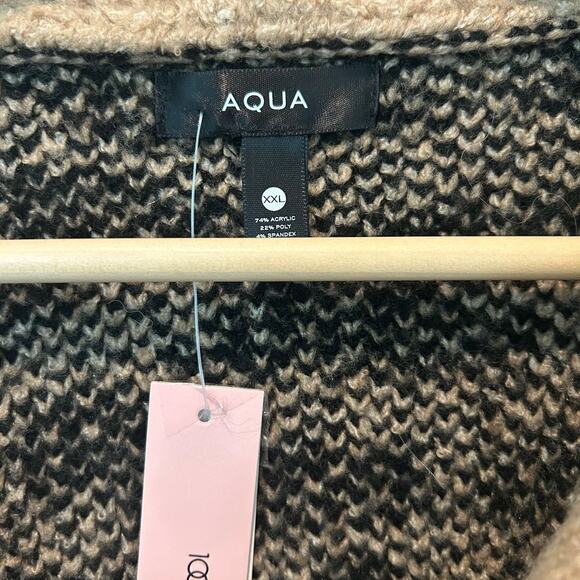 Aqua Bloomingdales Sweater 1/2 Zip Leopard Animal Print SZXXL Brown Black - Picture 8 of 11